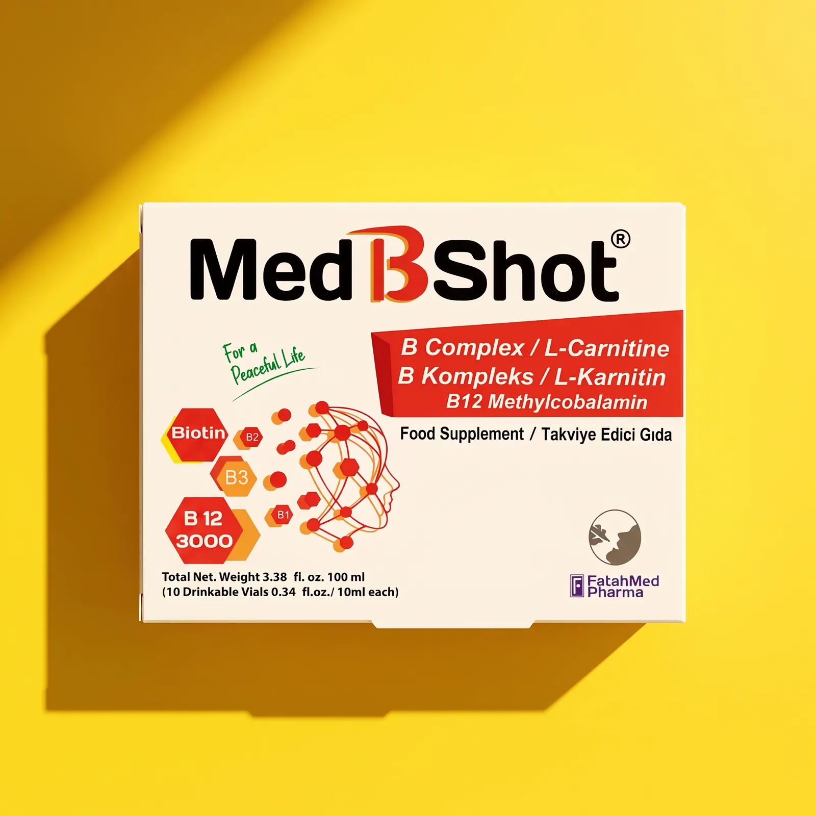 Med B Shot — تصوّر عرض توضيحي، مُنشأ من العلبة المصوّرة