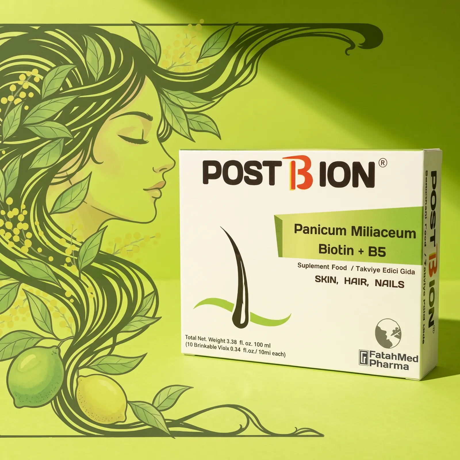 Postbion — showcase visualisation, generated from the photographed carton