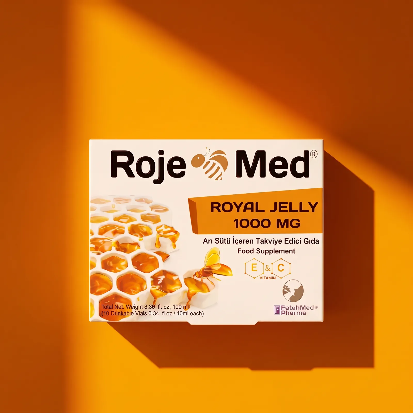 Roje Med — showcase visualisation, generated from the photographed carton