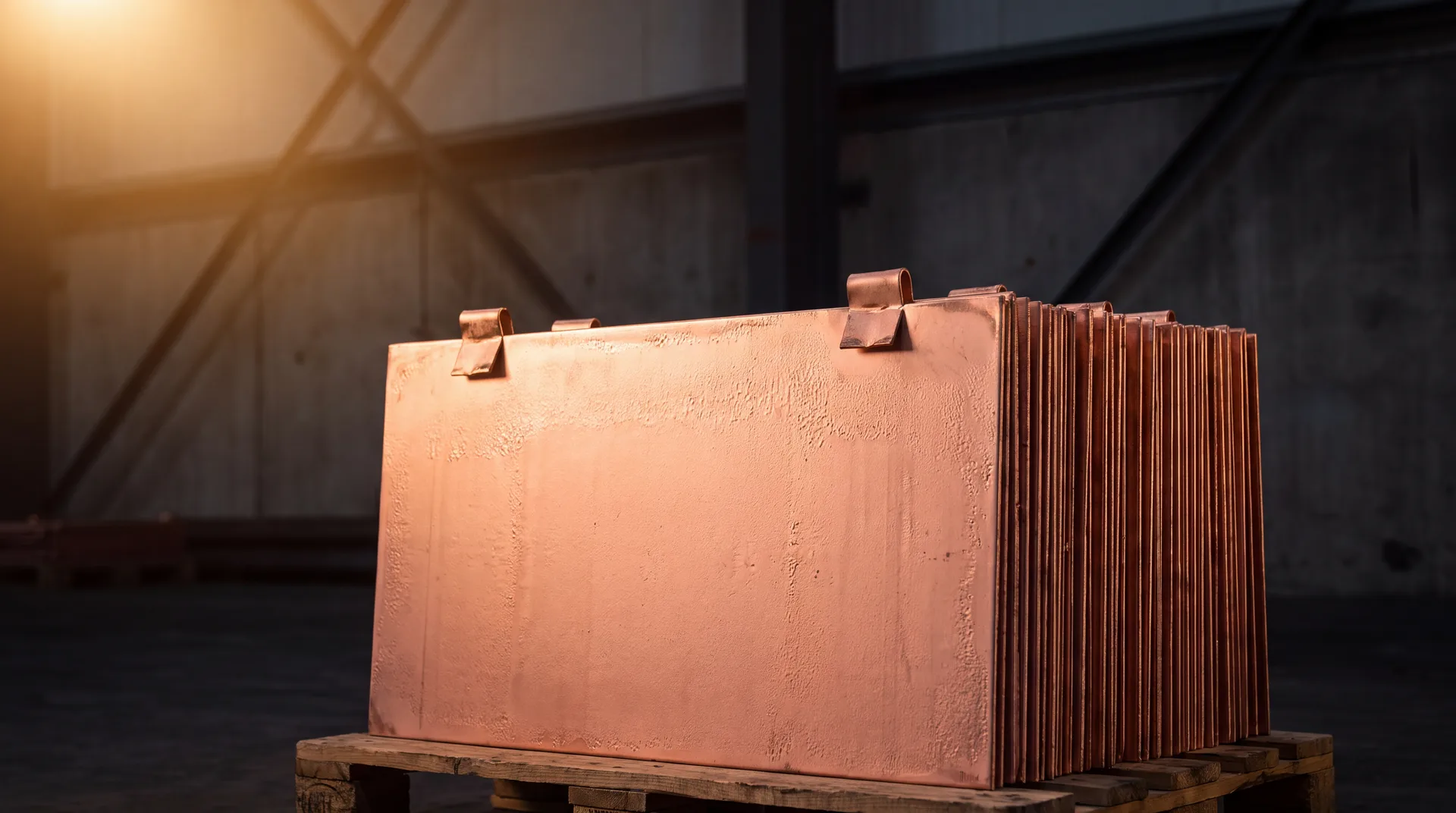 Stacked copper cathode sheets
